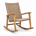 Mecedora de Madera de Teca y Cuerda de Poliéster Beige
