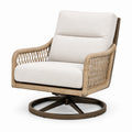 Silla giratoria de ratán sintético beige con estructura de acero