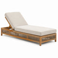 Tumbona de madera, ratán y cojín beige 200 cm