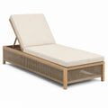 Tumbona de madera y cuerda beige para exteriores