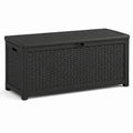 Baúl de Exterior de Plástico Ratán Negro 117x45x60 cm
