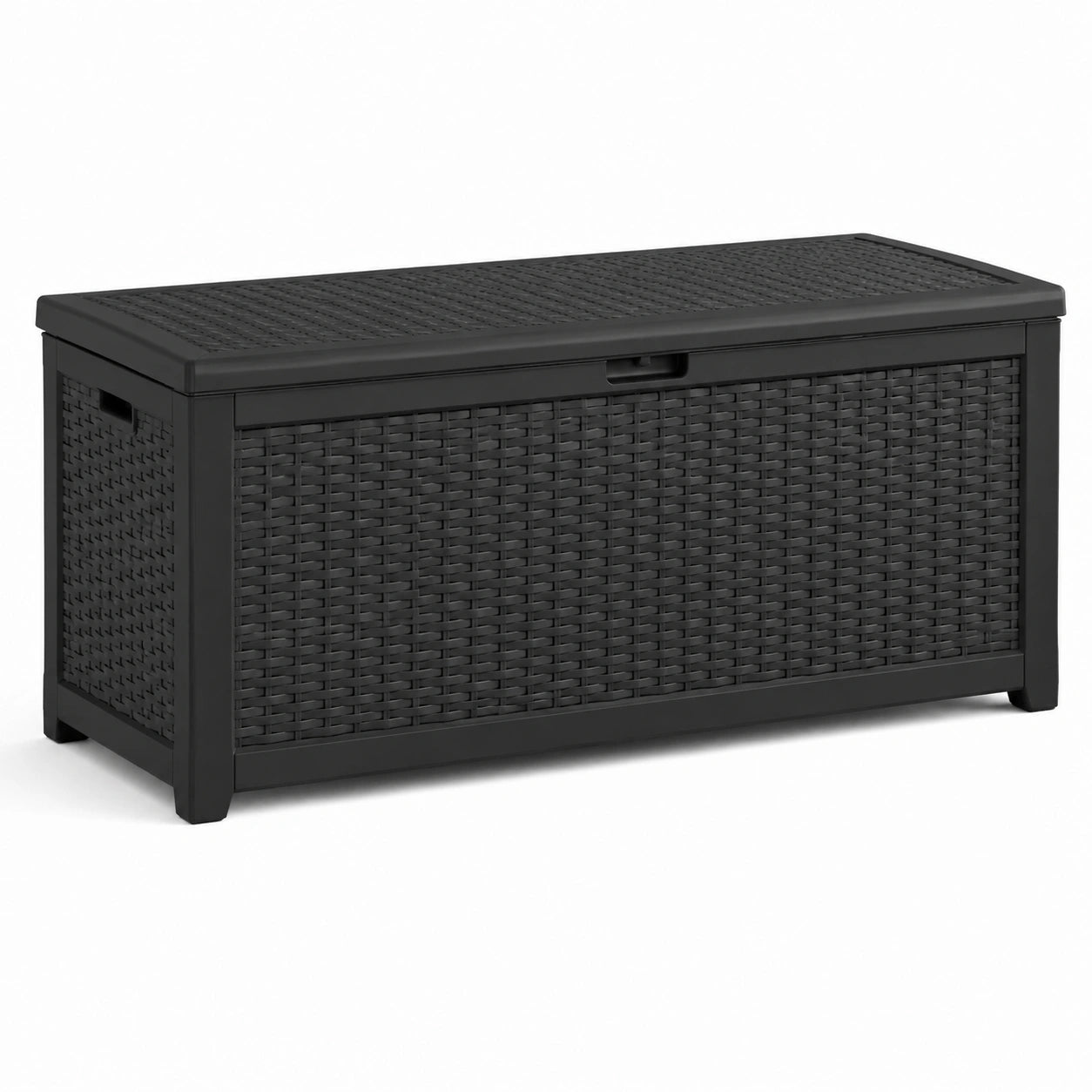 Baúl de Exterior de Plástico Ratán Negro 117x45x60 cm