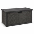 Baúl de jardín de resina trenzada negro 117x45x57 cm