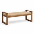 Banco de madera y cuerda tejida