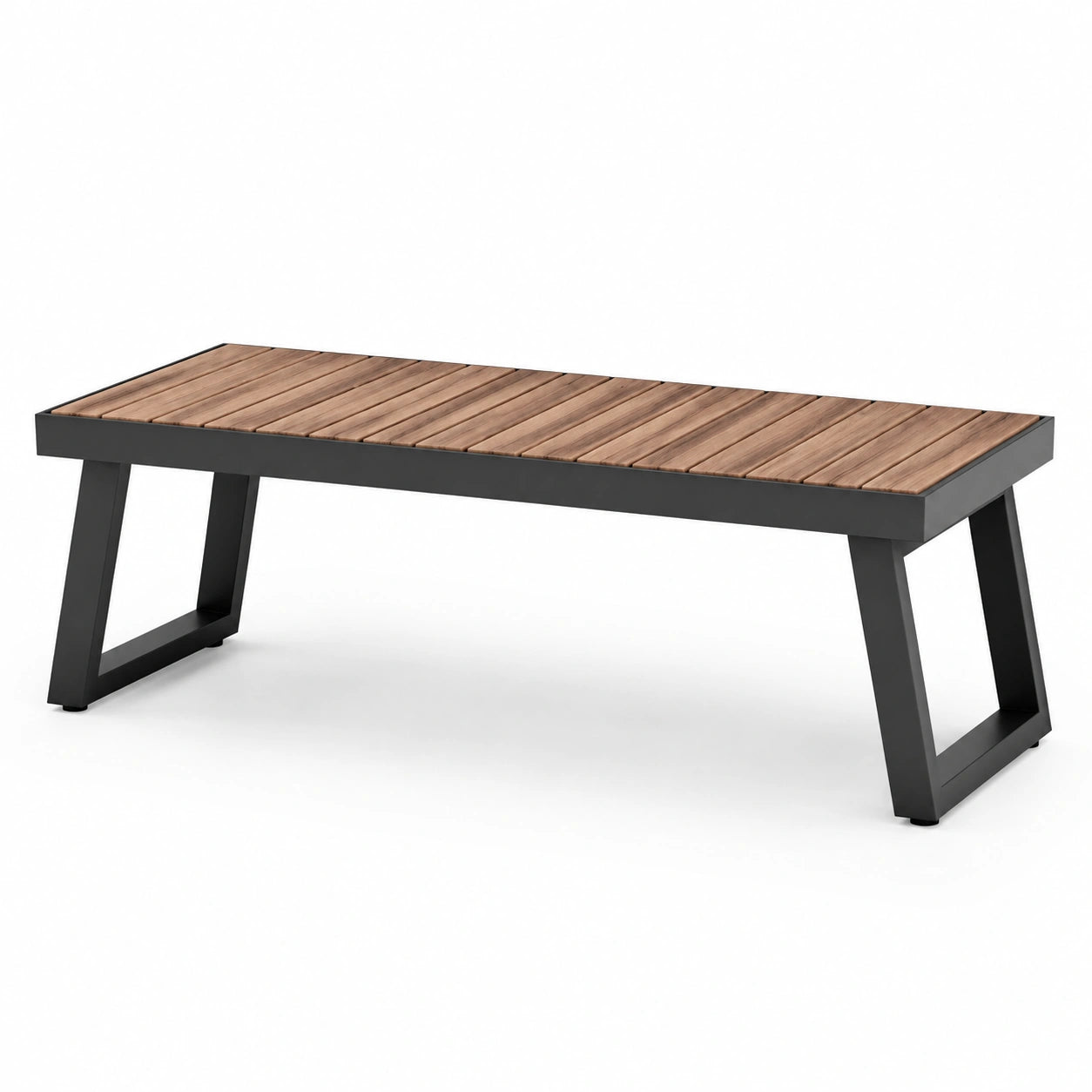 Banco de madera y metal negro, 180x40x45 cm