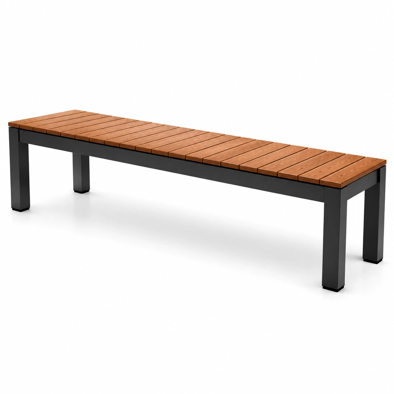 Banco de acero y madera de teca 200x35x45 cm