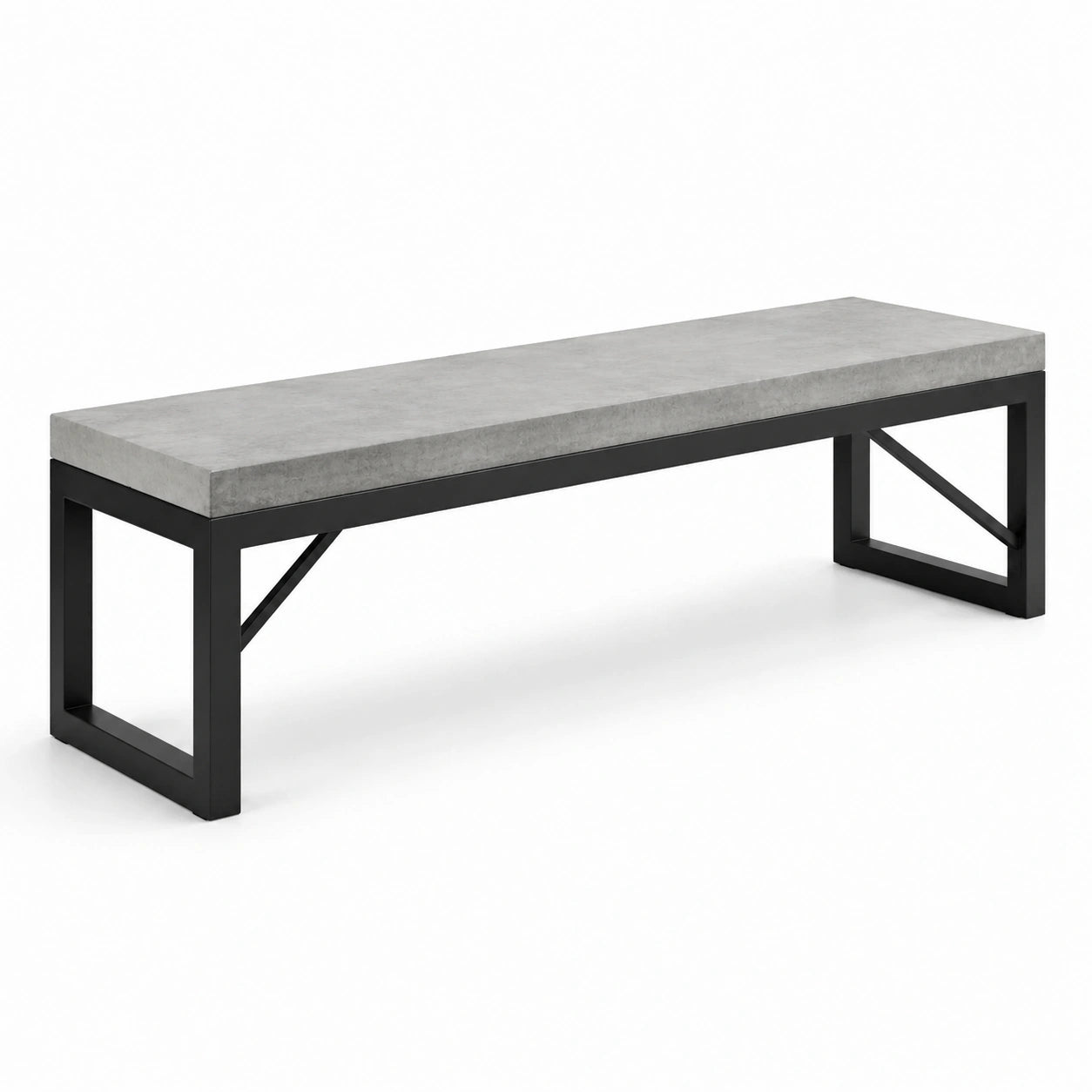 Banco rectangular de concreto y acero de 150 cm