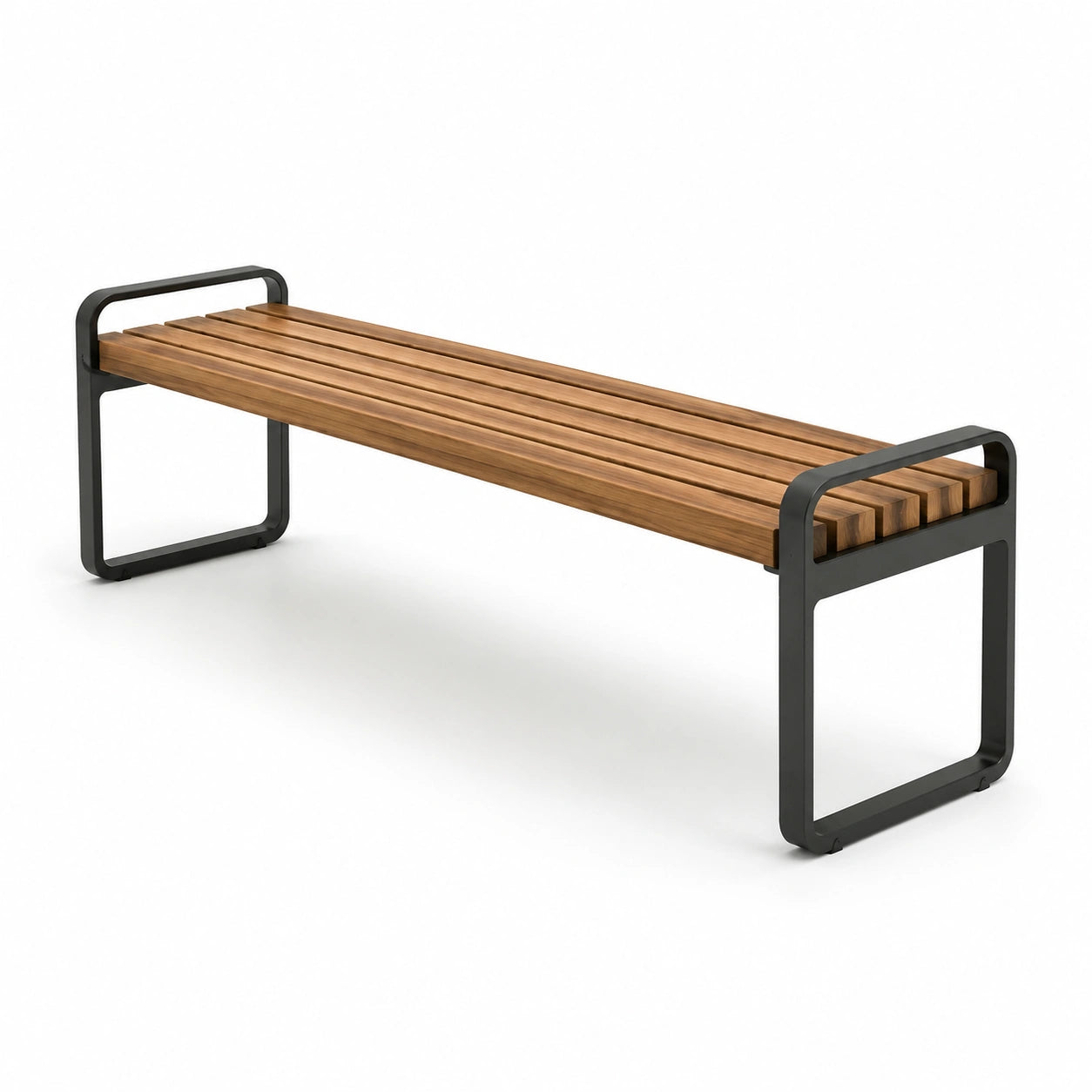 Banco de teca y metal marrón y negro 180cm