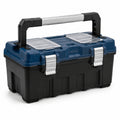 Caja de herramientas de plástico con asa de metal Negro/Azul