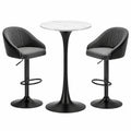Conjunto de bar con mesa redonda de MDF efecto mármol y sillas de tela gris ajustables