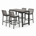 Conjunto de Bar de 5 Piezas con Mesa y Sillas de Aluminio y Cuerda Sintética