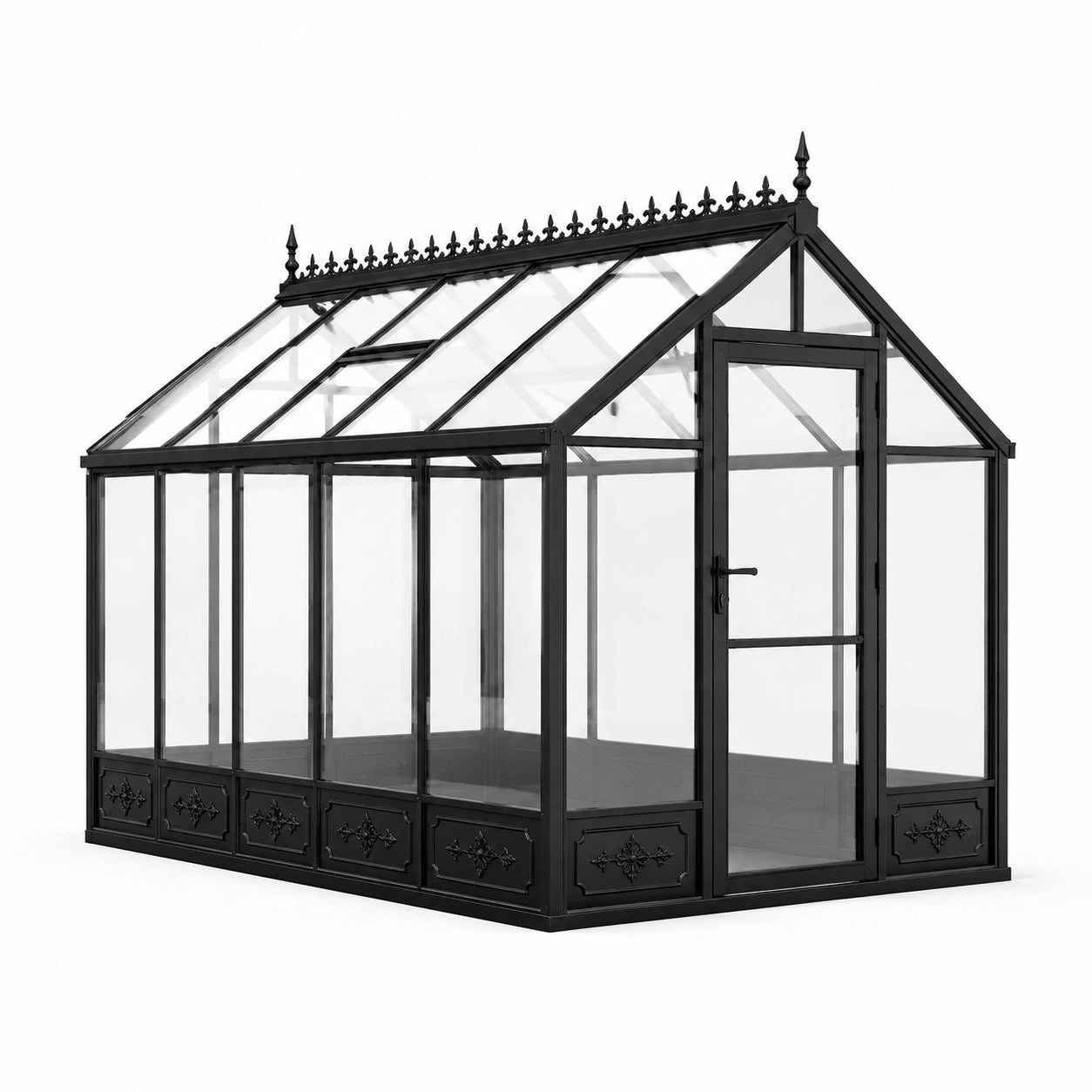Invernadero de acero y vidrio templado negro 300x200x250 cm
