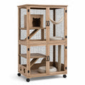 Jaula para gatos de madera y acero con ruedas 150x70x50 cm